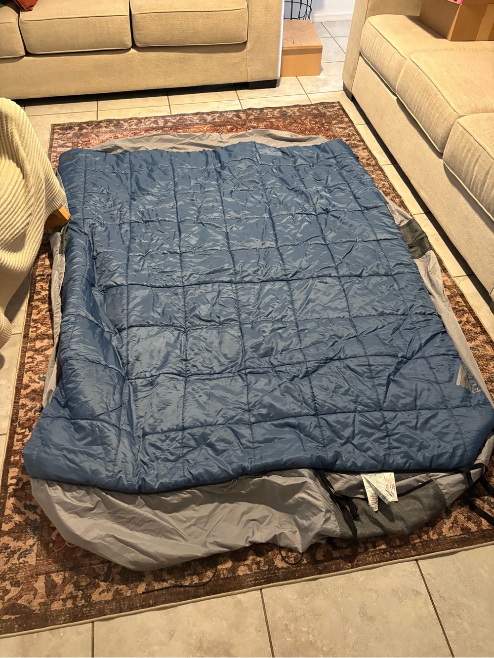 KELTY Blue Quilted DOUBLE WIDE Sleeping Bag 30 degree 68 x 80